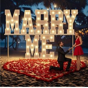 LED Marquee 'Marry Me' Party Lights